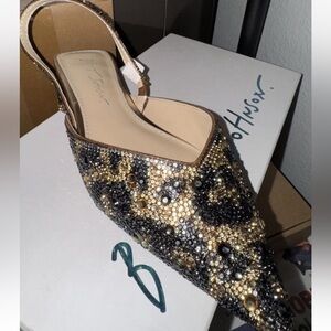 Leopard Beaded Slingback Heels